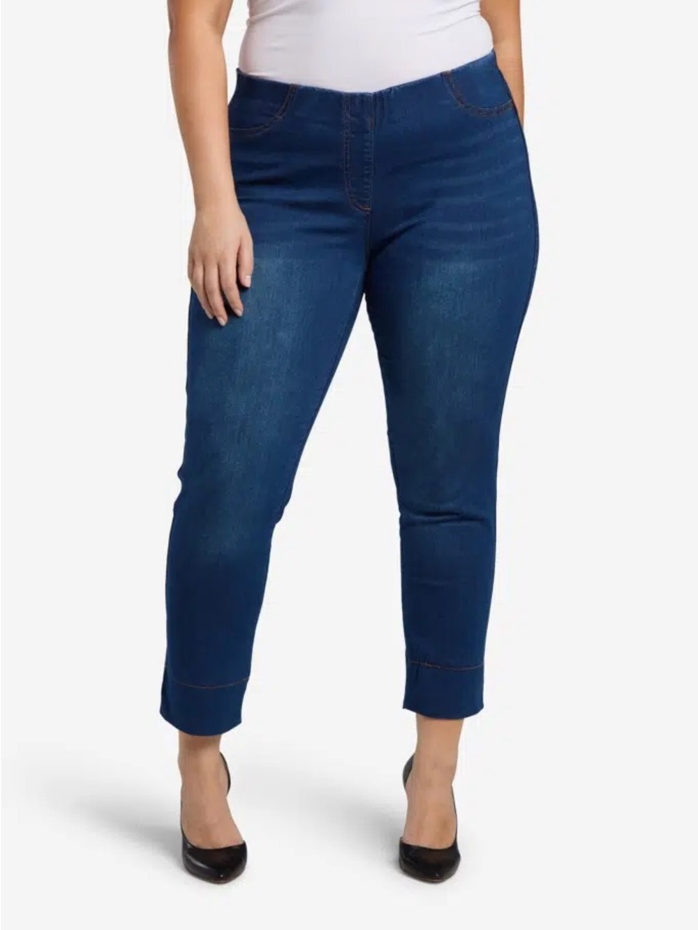 Risen crop Plus-Size Dark Blue Stretch Jegging - Women Jeans